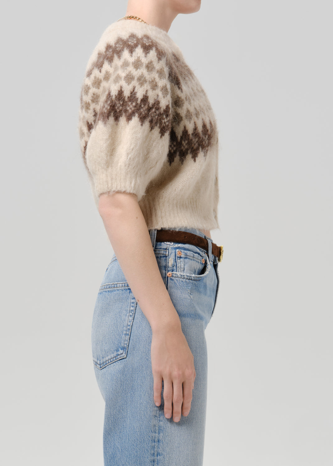 CITIZENS OF HUMANITY molly puff sleeve cardigan in fairisle fairisle (multi color) - Sweaters available at Hiptique in Woodland Hills
