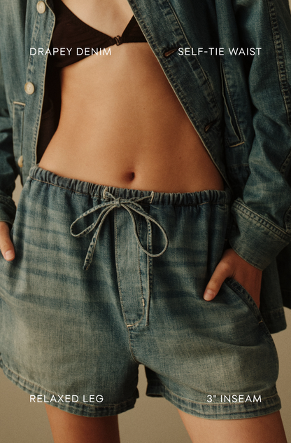 AMO Denim Simone Short Swell - short available at Hiptique boutique in Woodland Hills California