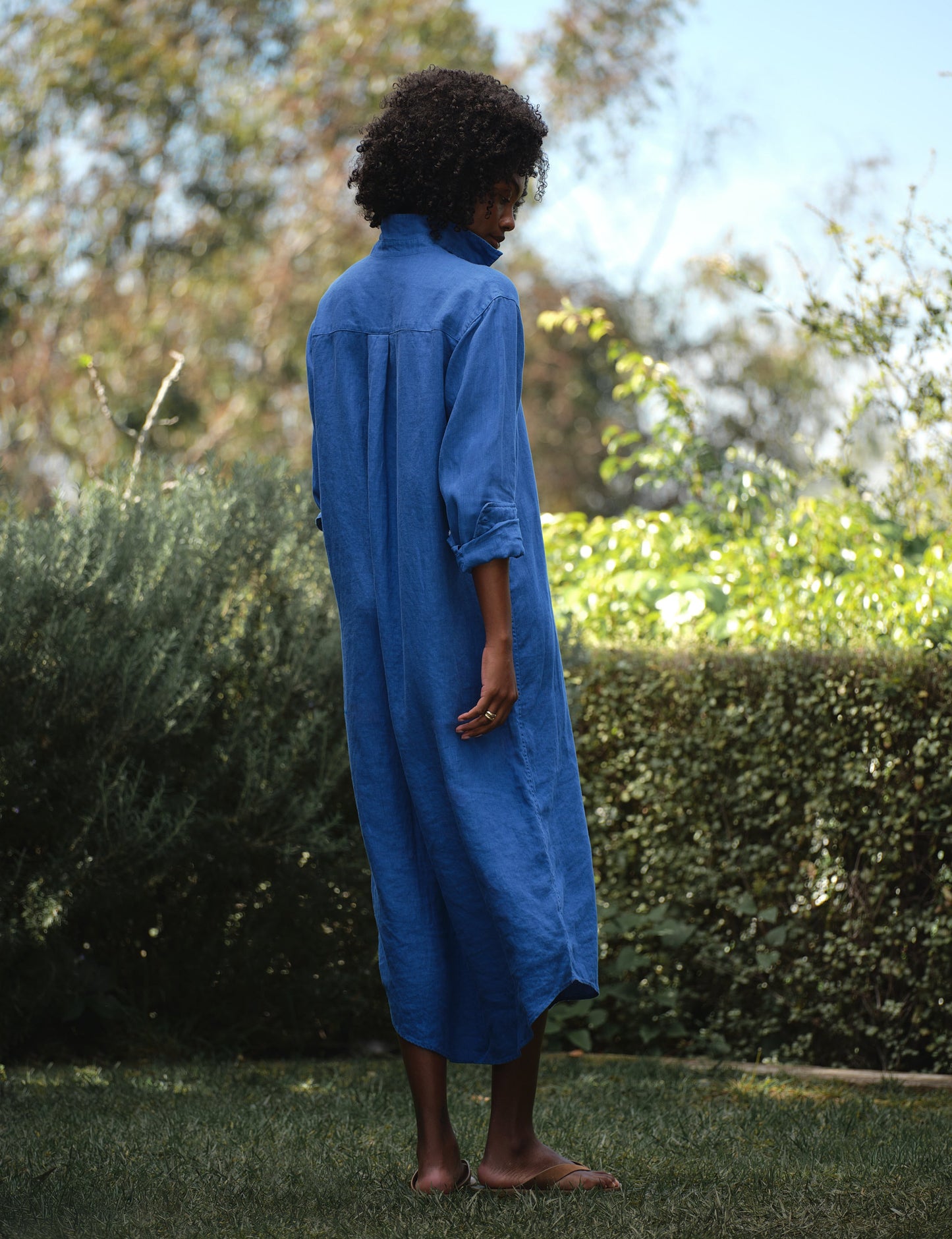 Frank & Eileen Rory Linen Dress Cabo Blue - dress available at Hiptique boutique in Woodland Hills California