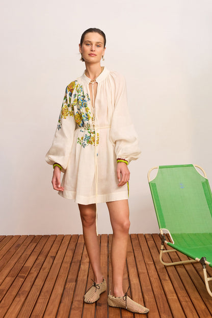 ALEMAIS Phyllis Mini Dress Cream - mini dress available at Hiptique boutique in Woodland Hills California