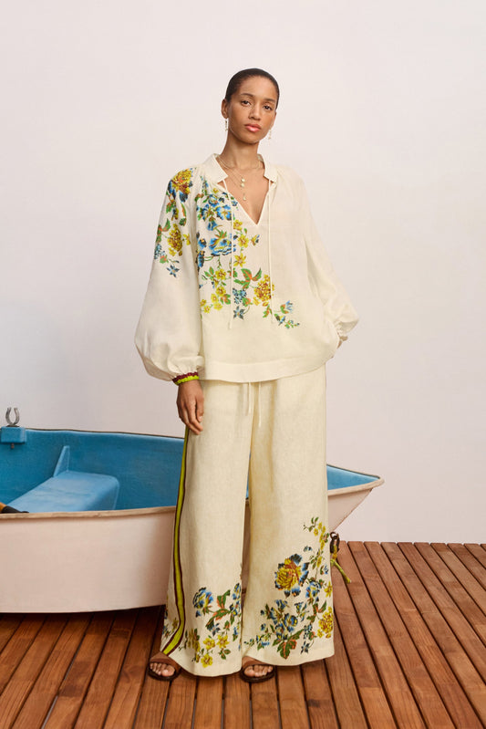 ALEMAIS Phyllis Top Cream - blouse available at Hiptique boutique in Woodland Hills California