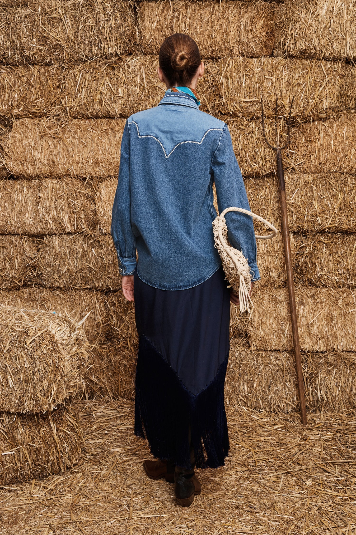 ALEMAIS Jesse Denim Applique Top Blue - Tops available at Hiptique in Woodland Hills
