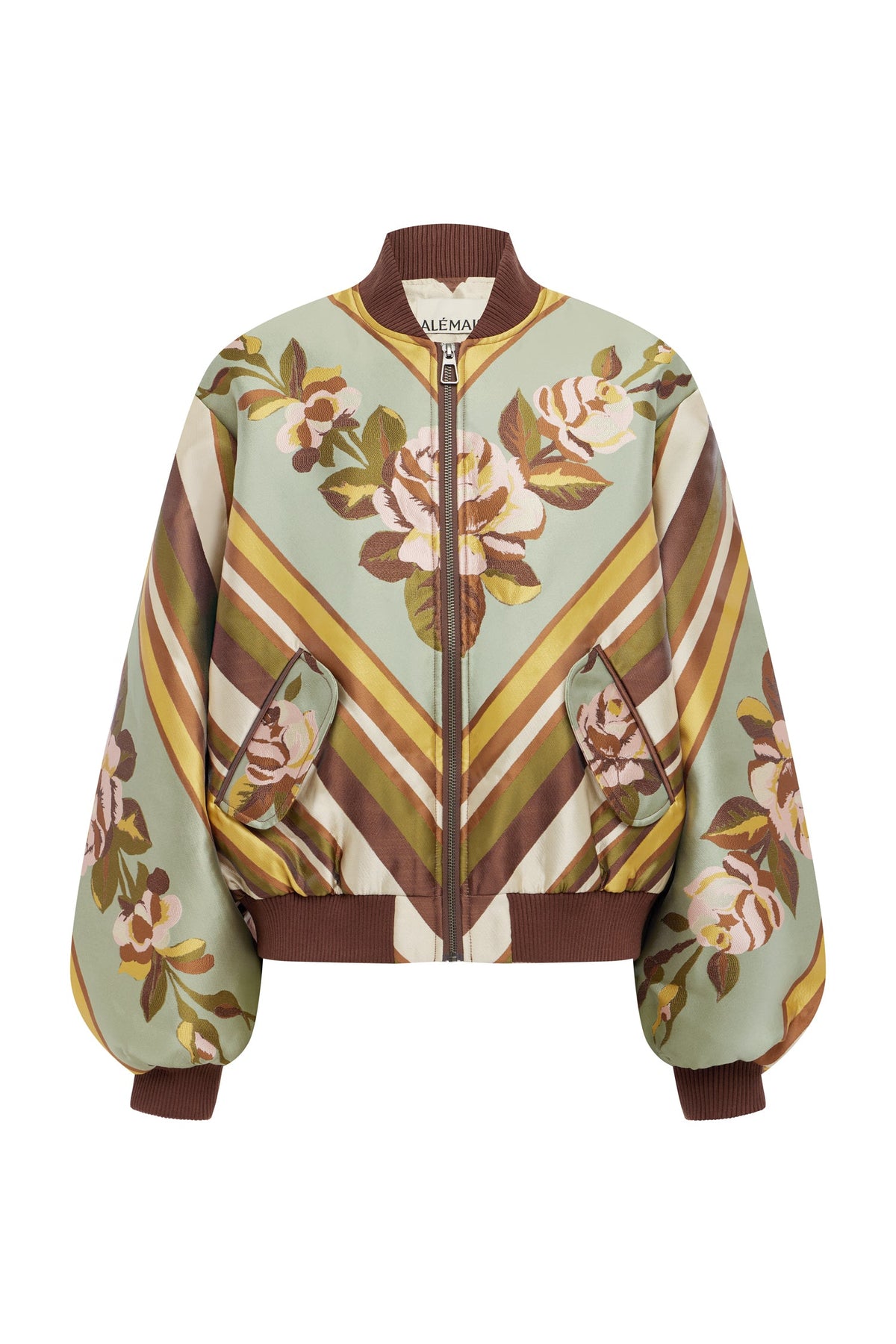 ALEMAIS La Rosa Jacquard Bomber Jacket Multi - Jackets & Blazers available at Hiptique in Woodland Hills