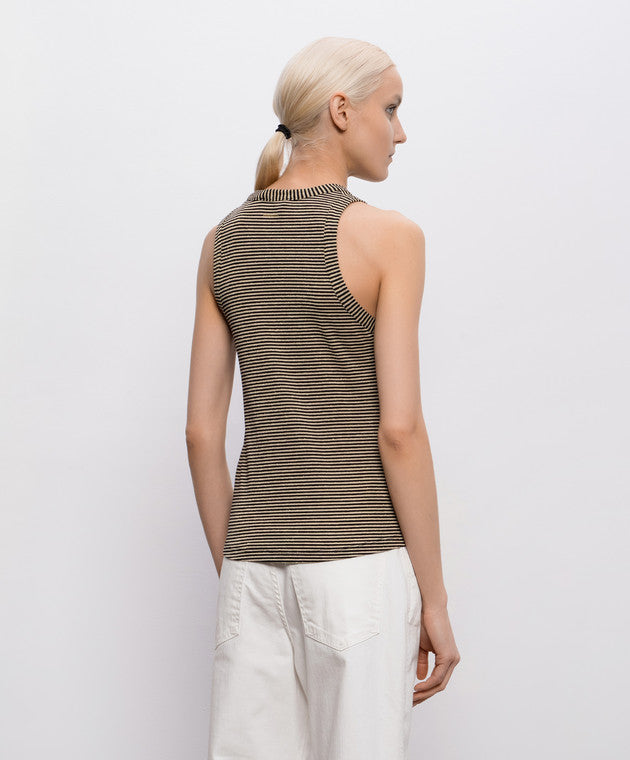 Momoni Genipa Tshirt Nero Panna - striped top available at Hiptique boutique in Woodland Hills California
