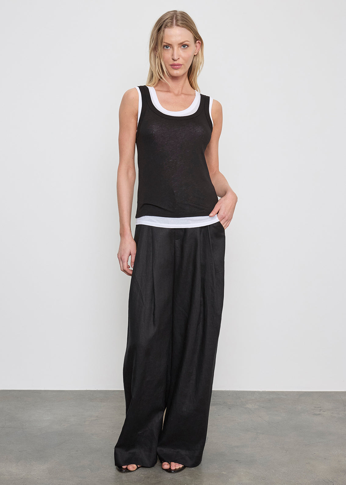 ENZA COSTA Linen Easy Trouser Black - pant available at Hiptique boutique in Woodland Hills California
