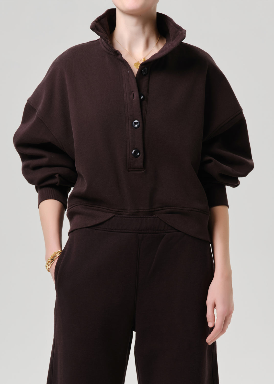 CITIZENS OF HUMANITY mirelle funnel neck sweatshirt chocolate - Sweatshirts & Hoodies available at Hiptique in Woodland Hills