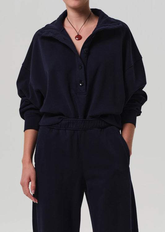 Citizens of Humanity Mirelle Funnel Neck Navy - sweatshirt available at Hiptique boutique in Woodland Hills California