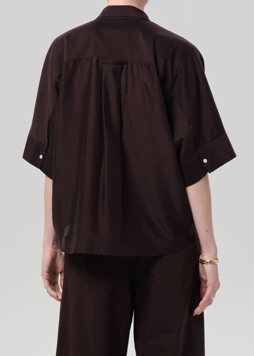 Citizens of Humanity Claire Shirt with Lace Inset Chocolate Dark Brown - shirt available at Hiptique boutique in Woodland Hills California