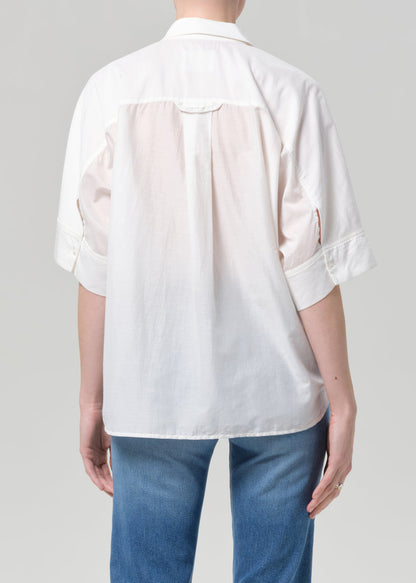 Citizens of Humanity Claire Shirt With Lace Inset White - women's cotton silk blouse available at Hiptique boutique in Woodland Hills California