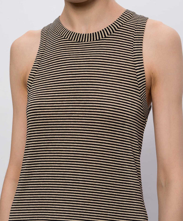 Momoni Genipa Tshirt Nero Panna - striped top available at Hiptique boutique in Woodland Hills California