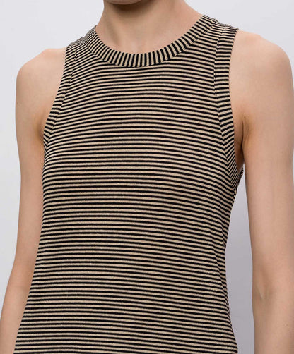 Momoni Genipa Tshirt Nero Panna - striped top available at Hiptique boutique in Woodland Hills California