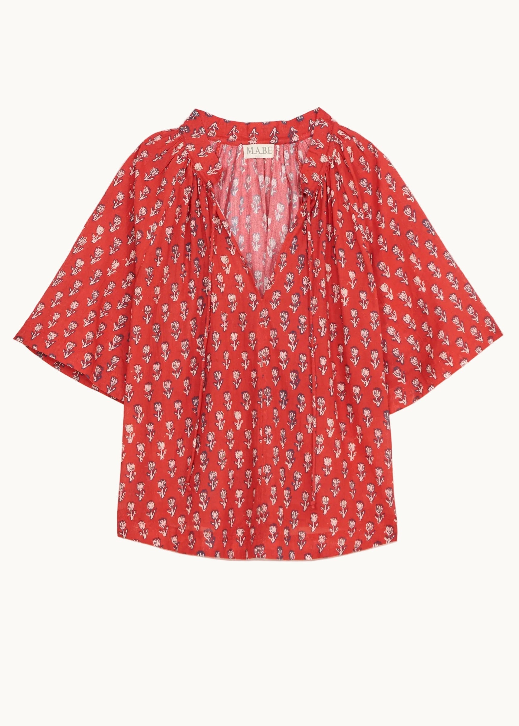 MABE Ari Print Gathered Top Red - product available at Hiptique boutique in Woodland Hills California