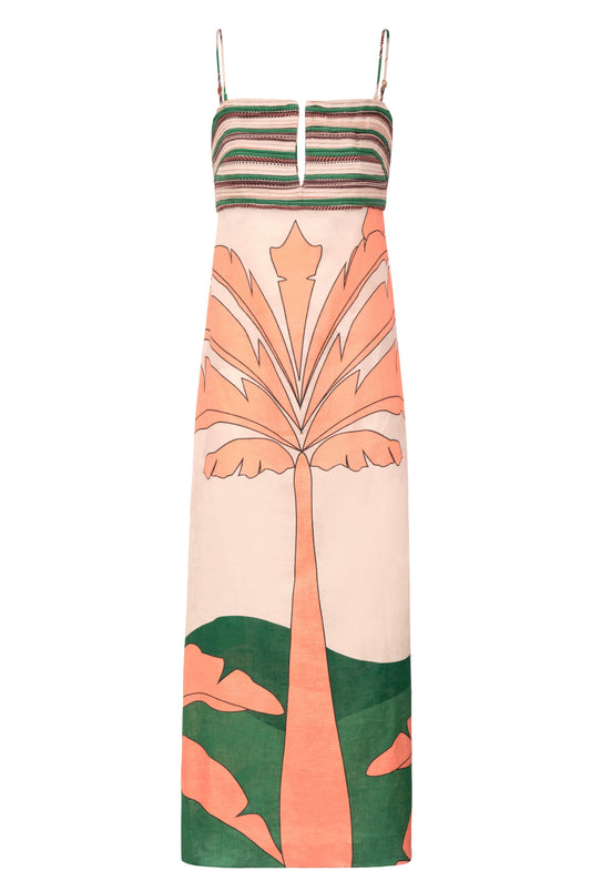 Juan de Dios Antiqua Linen Midi Dress - women's artisanal linen dress available at Hiptique boutique in Woodland Hills California