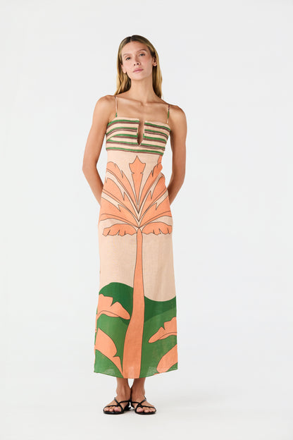 Juan de Dios Antiqua Linen Midi Dress - women's artisanal linen dress available at Hiptique boutique in Woodland Hills California