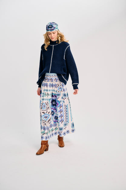 CAROLINA K Cata Skirt Antique Floral Blue - Skirts available now