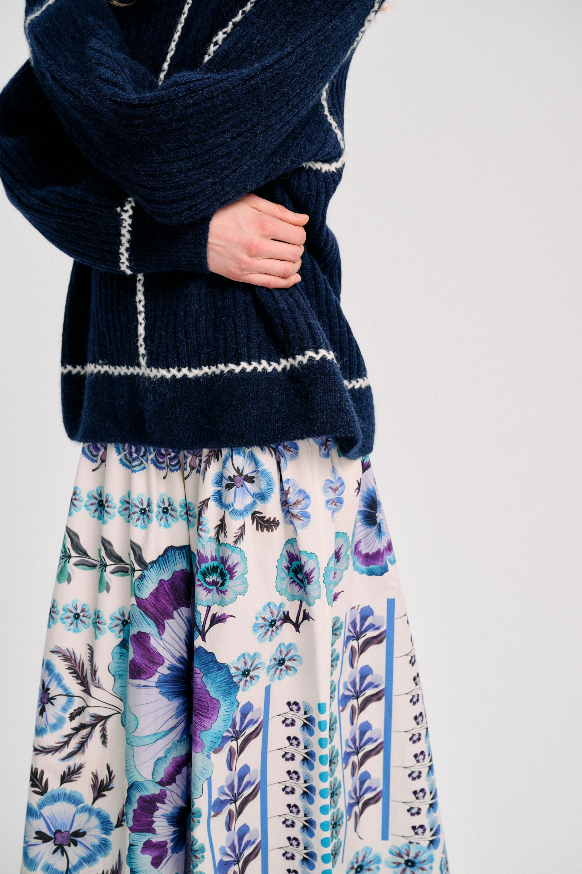 CAROLINA K Cata Skirt Antique Floral Blue - Skirts available now