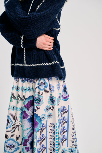 CAROLINA K Cata Skirt Antique Floral Blue - Skirts available now