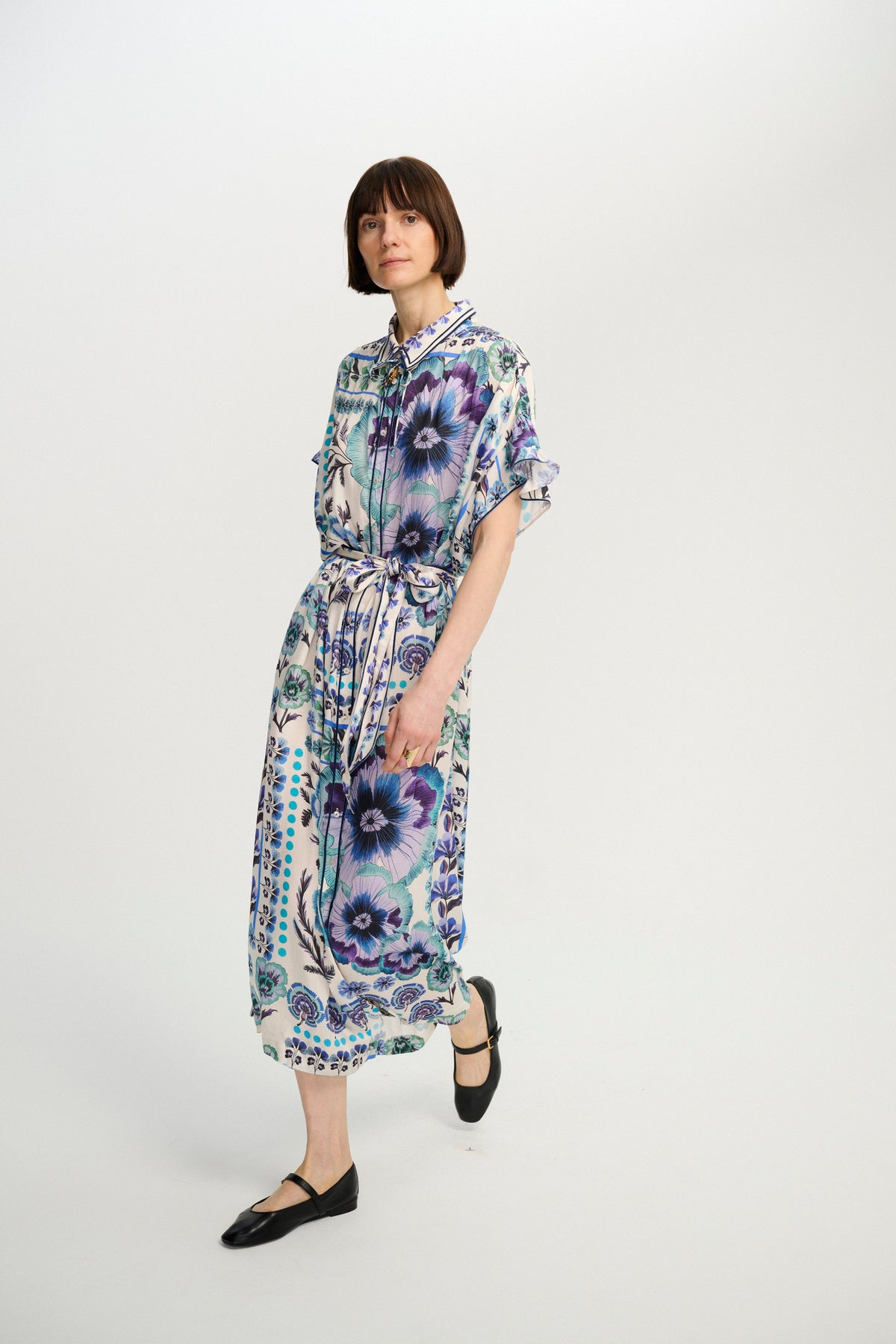 CAROLINA K Lynn Kaftan Antique Floral Blue - Dresses available now