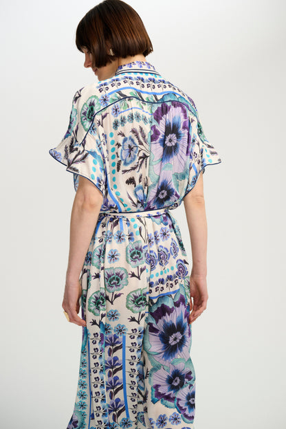 CAROLINA K Lynn Kaftan Antique Floral Blue - Dresses available now