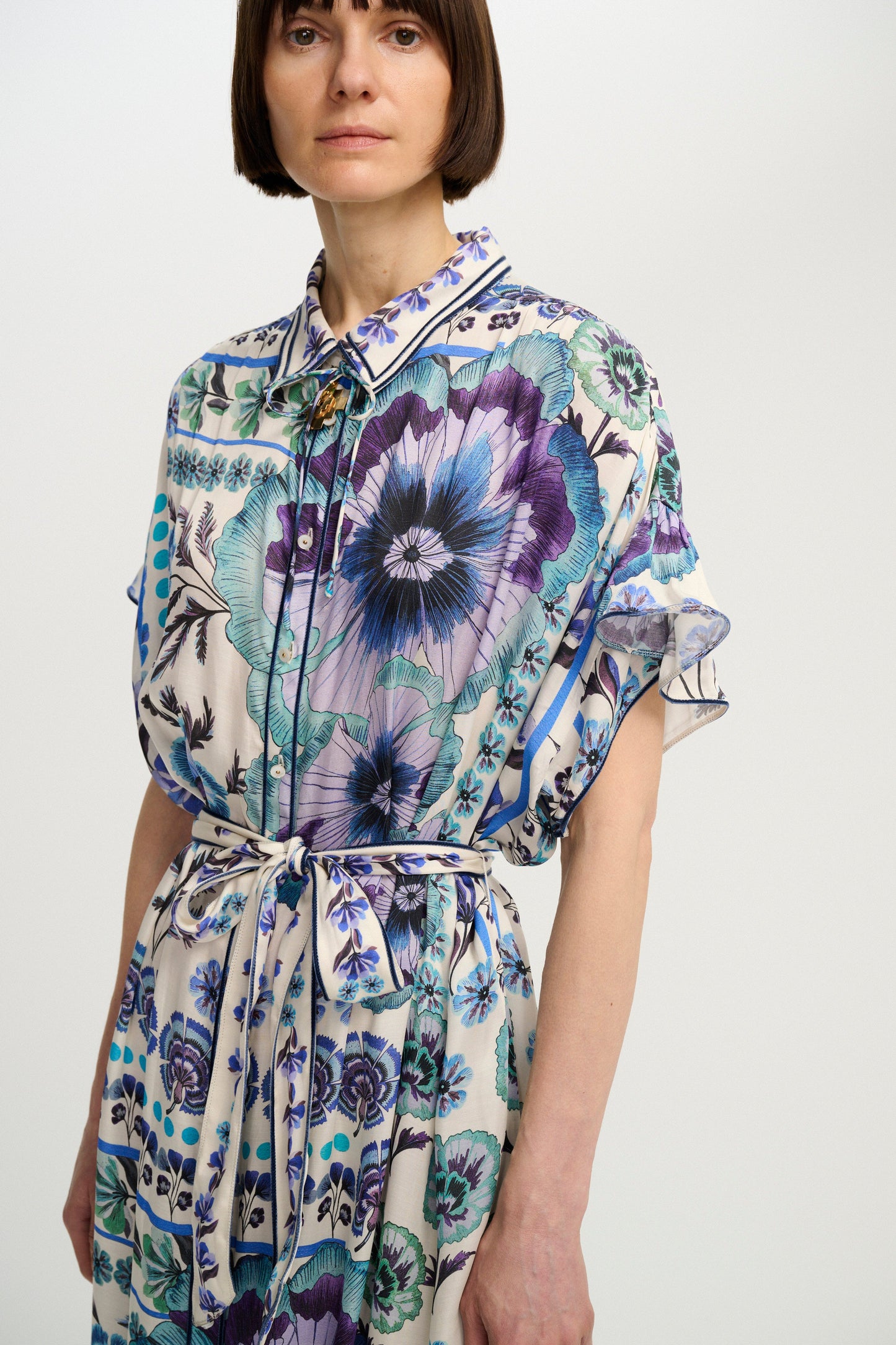 CAROLINA K Lynn Kaftan Antique Floral Blue - Dresses available now