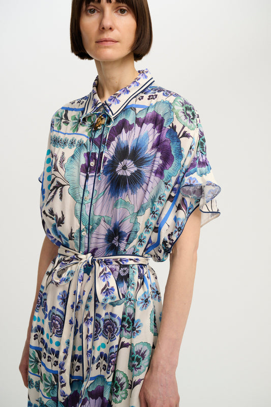 CAROLINA K Lynn Kaftan Antique Floral Blue - Dresses available now