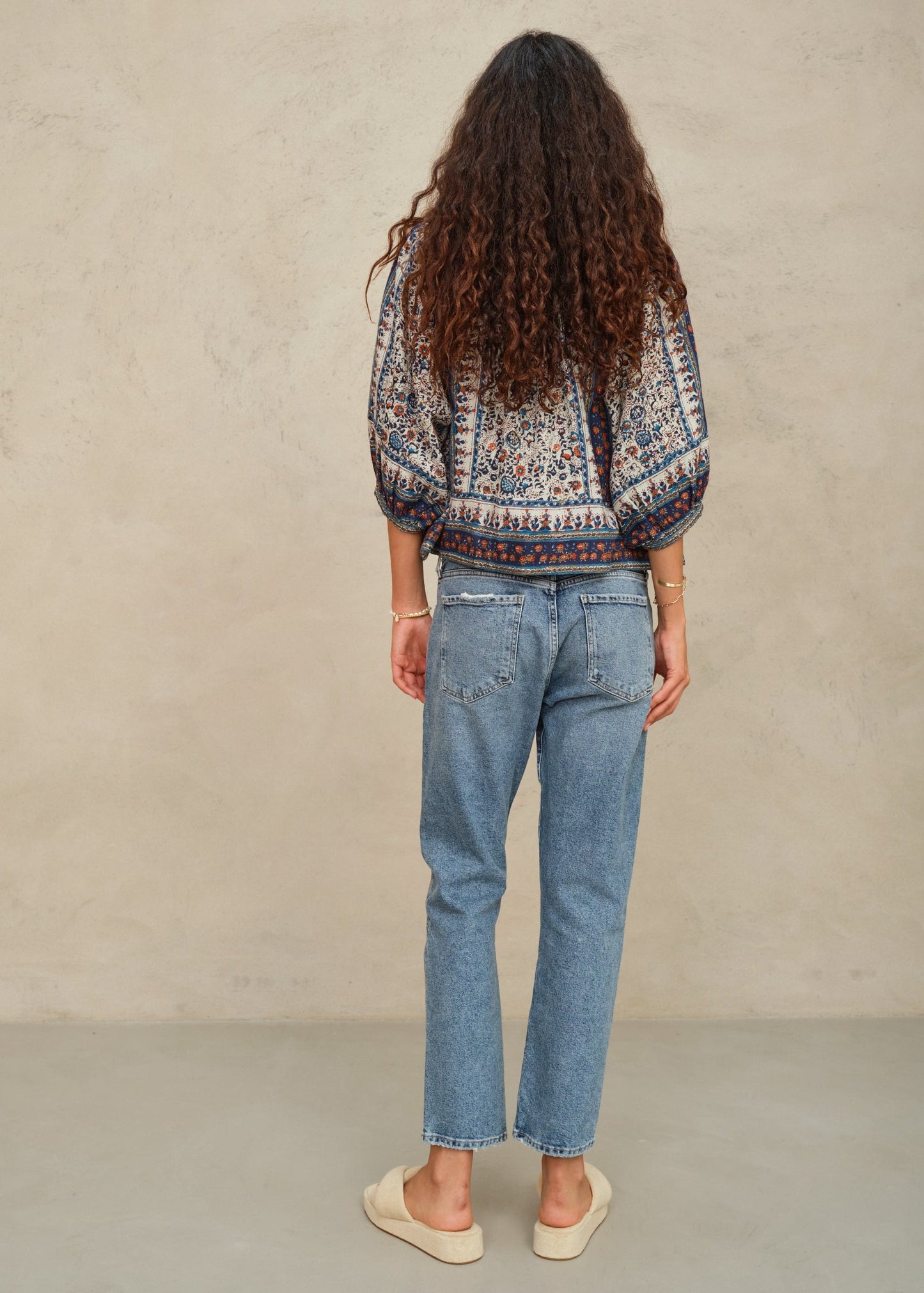 MABE Cass Print Jacket Indigo Rust - product available at Hiptique boutique in Woodland Hills California