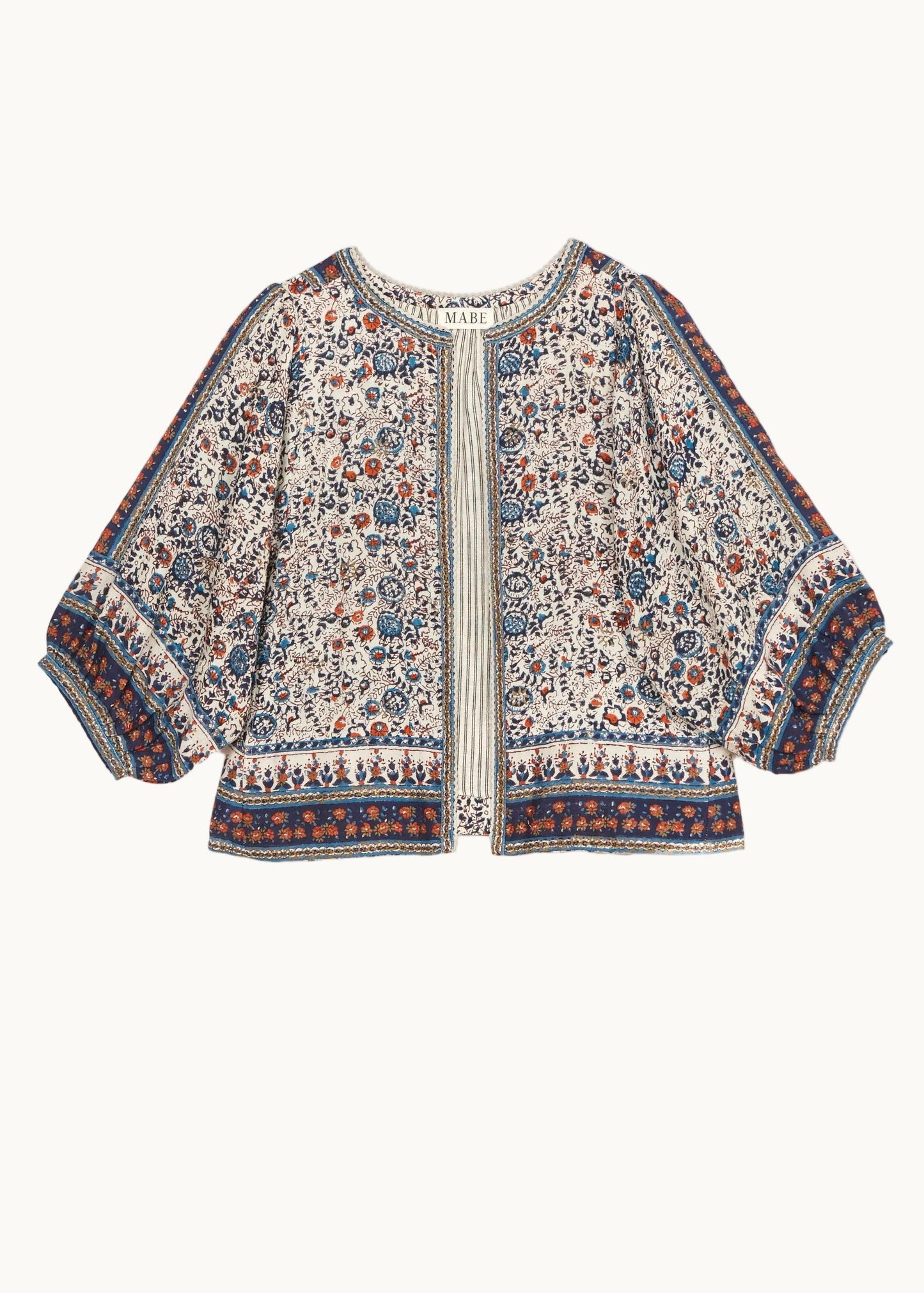 MABE Cass Print Jacket Indigo Rust - product available at Hiptique boutique in Woodland Hills California