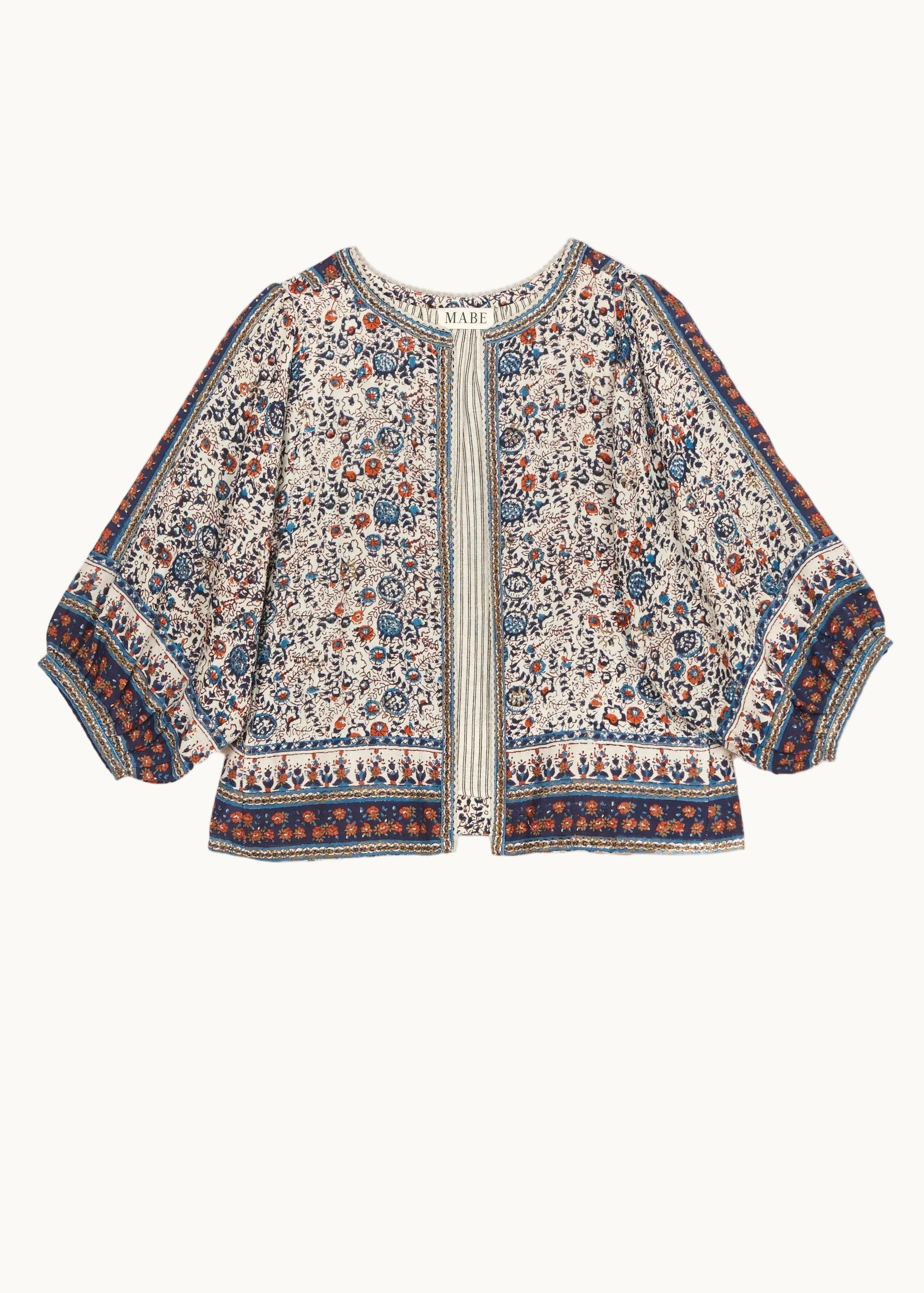 MABE Cass Print Jacket Indigo Rust - product available at Hiptique boutique in Woodland Hills California