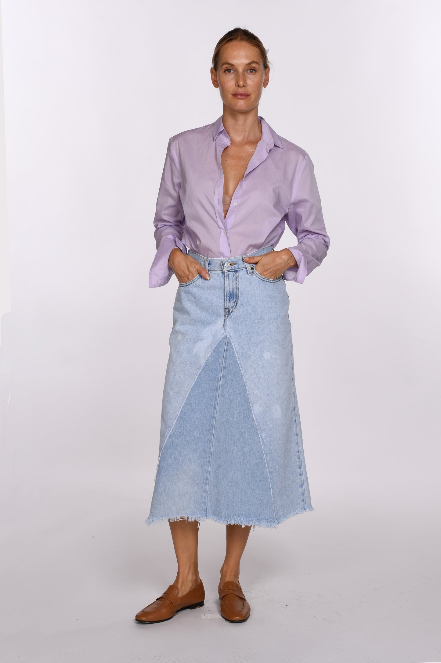 CISSA The Classic Shirt Wisteria Liberty Tana Lawn - women's wrap shirt available at Hiptique boutique in Woodland Hills California