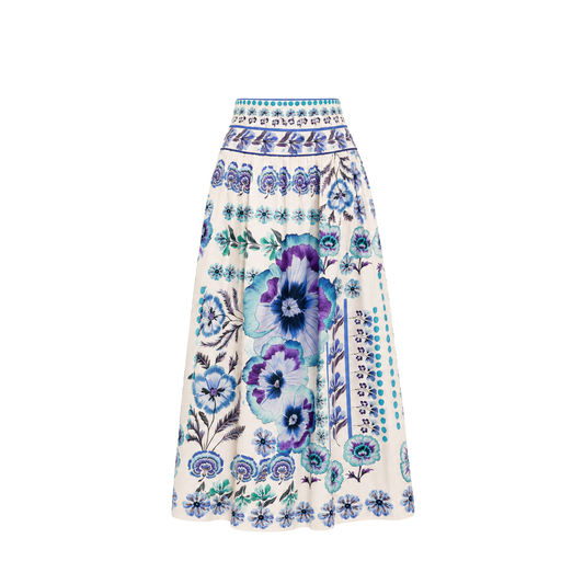 CAROLINA K Cata Skirt Antique Floral Blue - Skirts available now