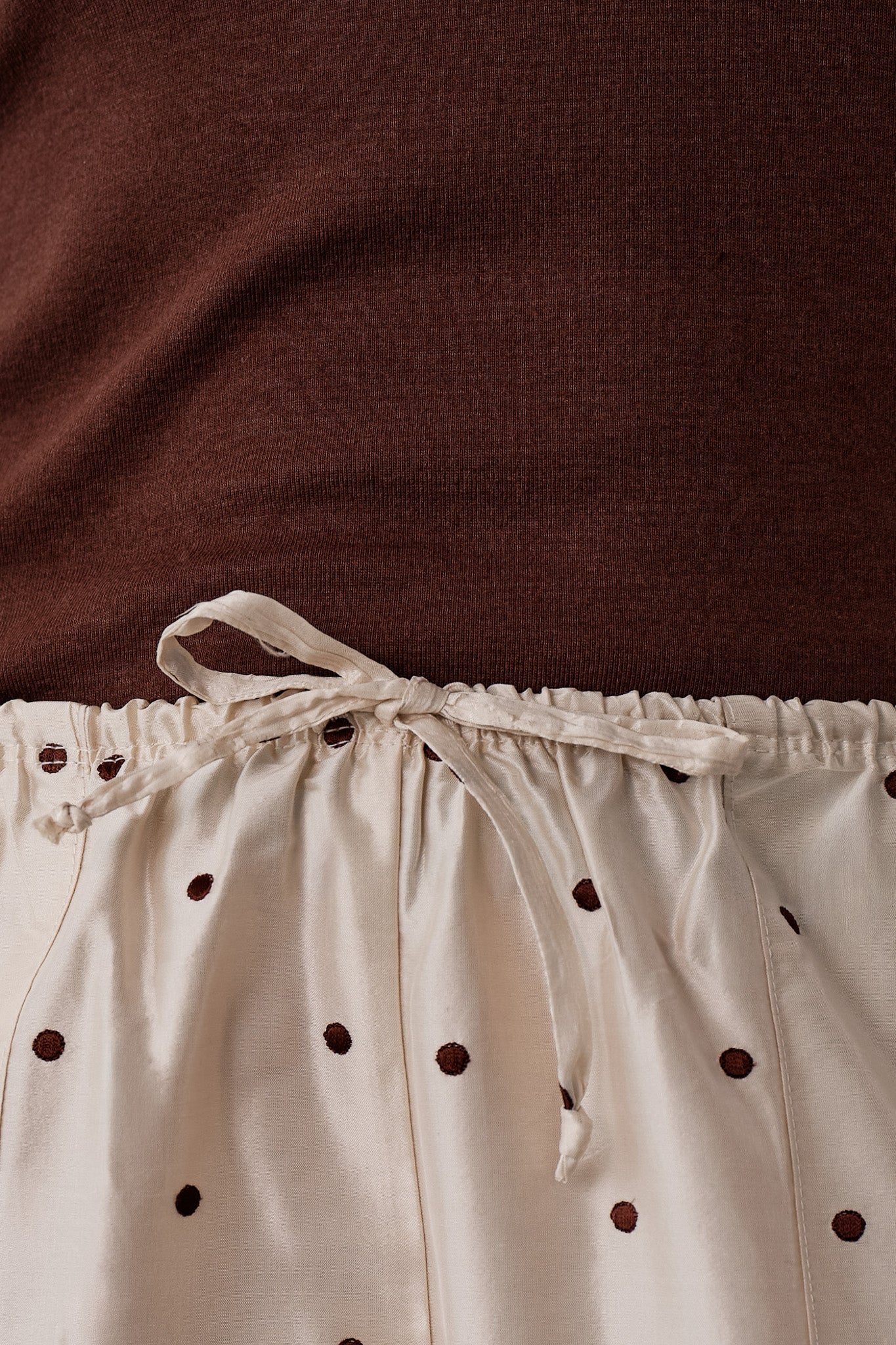 DONNI The Silk Taffeta Cargo Pant Creme with Walnut Polka Dots - pant available at Hiptique boutique in Woodland Hills California
