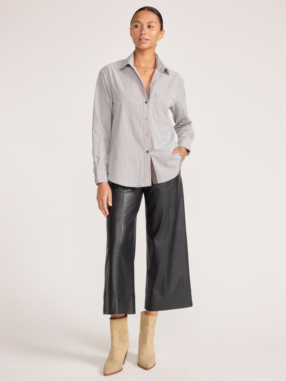 BROCHU WALKER Everyday Shirt Flint Stripe - Tops available at Hiptique in Woodland Hills