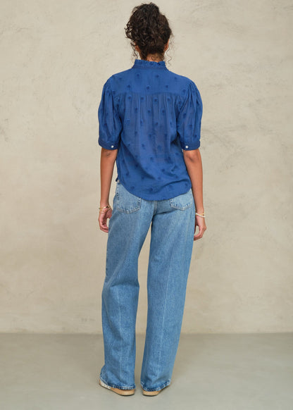MABE Frani Top Cobalt - lifestyle available at Hiptique boutique in Woodland Hills California