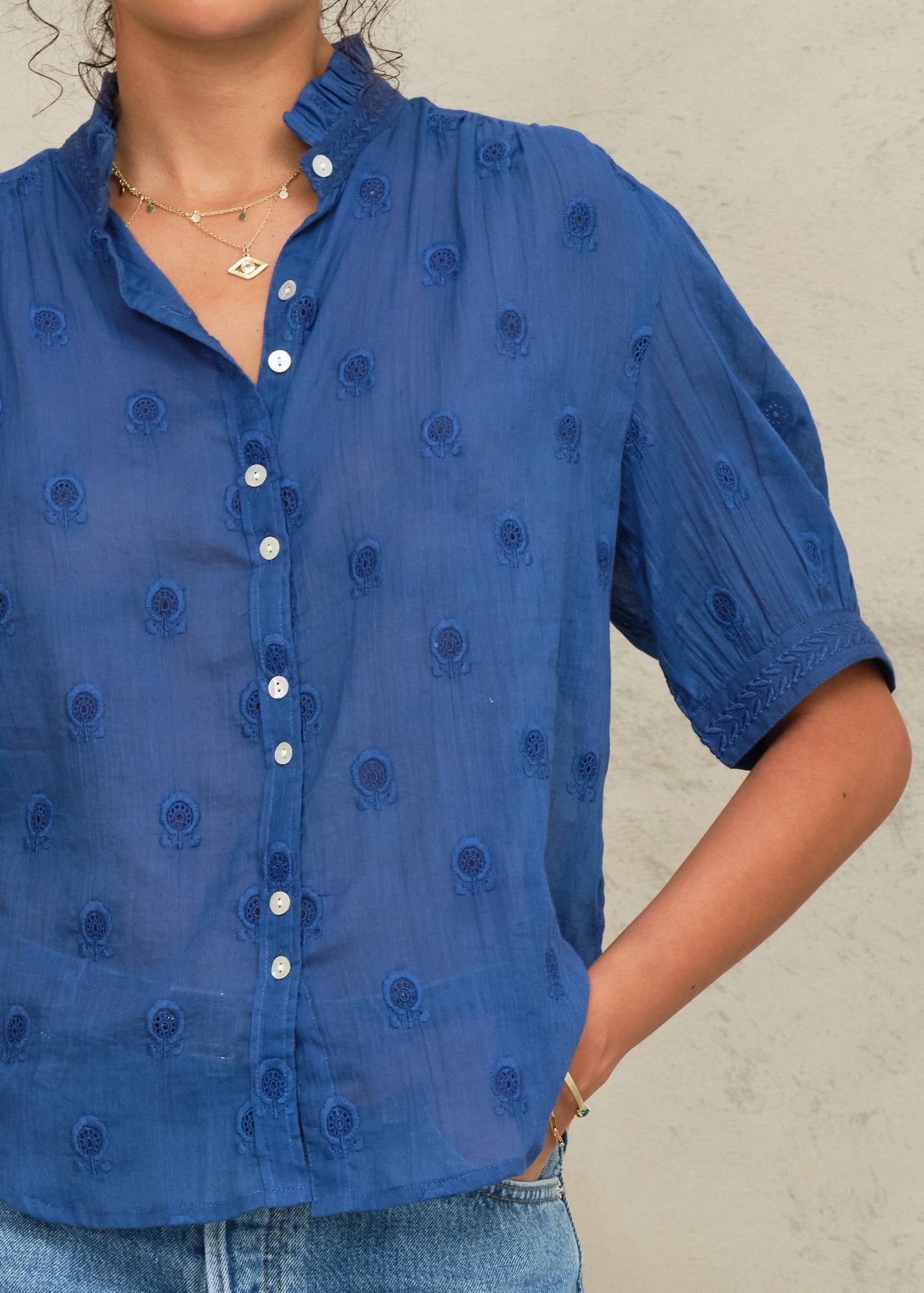 MABE Frani Top Cobalt - product available at Hiptique boutique in Woodland Hills California