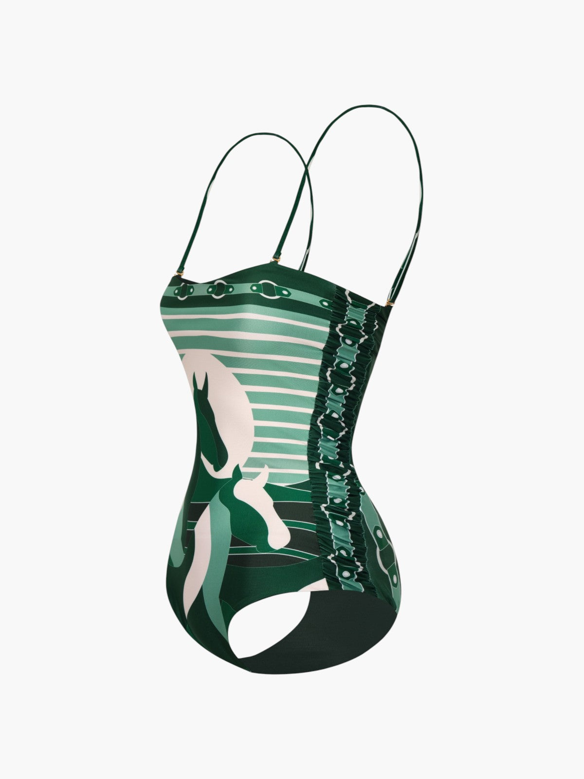 Juan de Dios Las Balsas One Piece Green Horses - women's one-piece swimsuit available at Hiptique boutique in Woodland Hills California