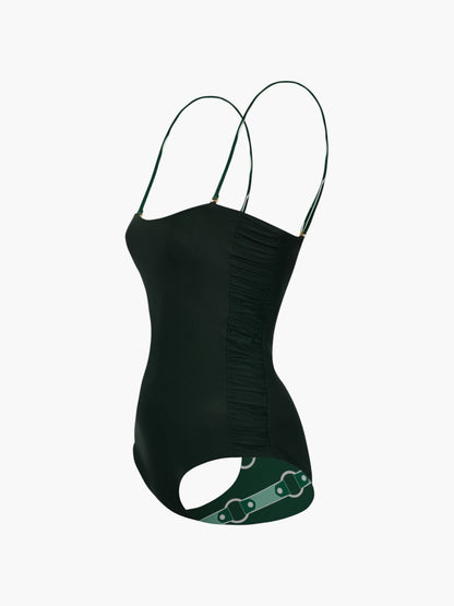 Juan de Dios Las Balsas One Piece Green Horses - women's one-piece swimsuit available at Hiptique boutique in Woodland Hills California