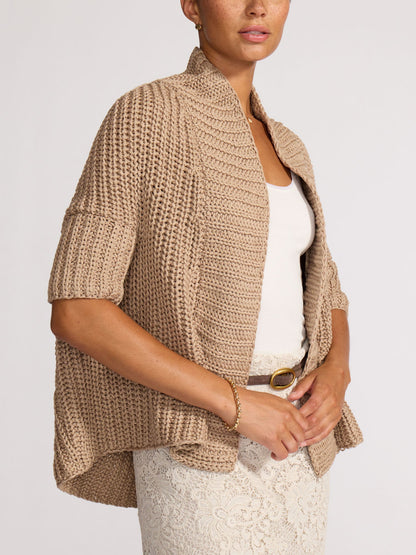 Brochu Walker Fida Handknit Shrug Mocha - back view - Hiptique Woodland Hills