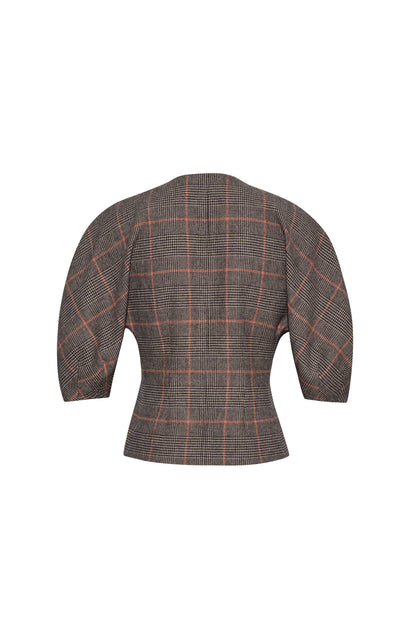 CARA CARA Fletcher Top Odette Plaid Dark Brown/Apricot - Tops available now