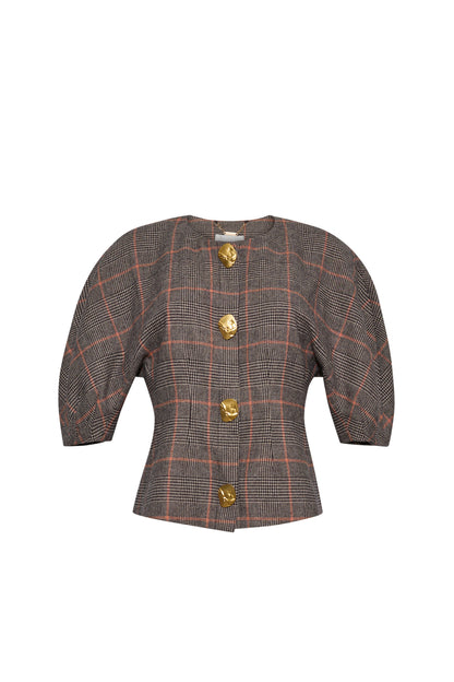 CARA CARA Fletcher Top Odette Plaid Dark Brown/Apricot - Tops available now