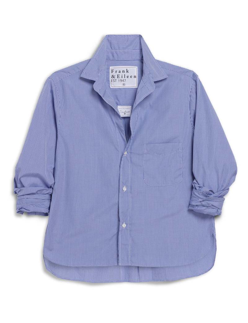 Frank & Eileen Silvo Shirt Mini Blue Check - shirt available at Hiptique boutique in Woodland Hills California