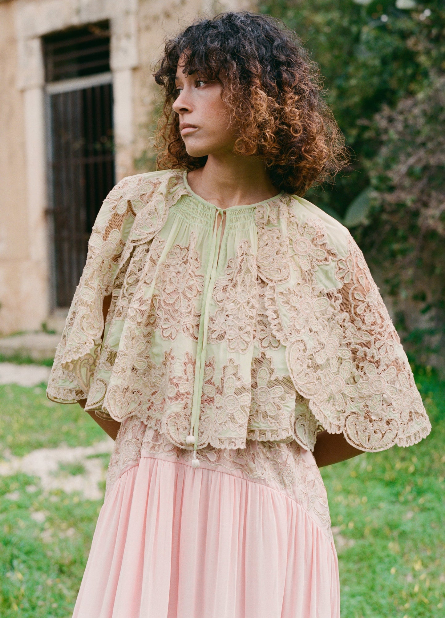 Sea NY Gracelyn Lace Top Green - editorial view available at Hiptique boutique in Woodland Hills California
