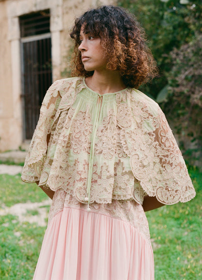 Sea NY Gracelyn Lace Top Green - editorial view available at Hiptique boutique in Woodland Hills California