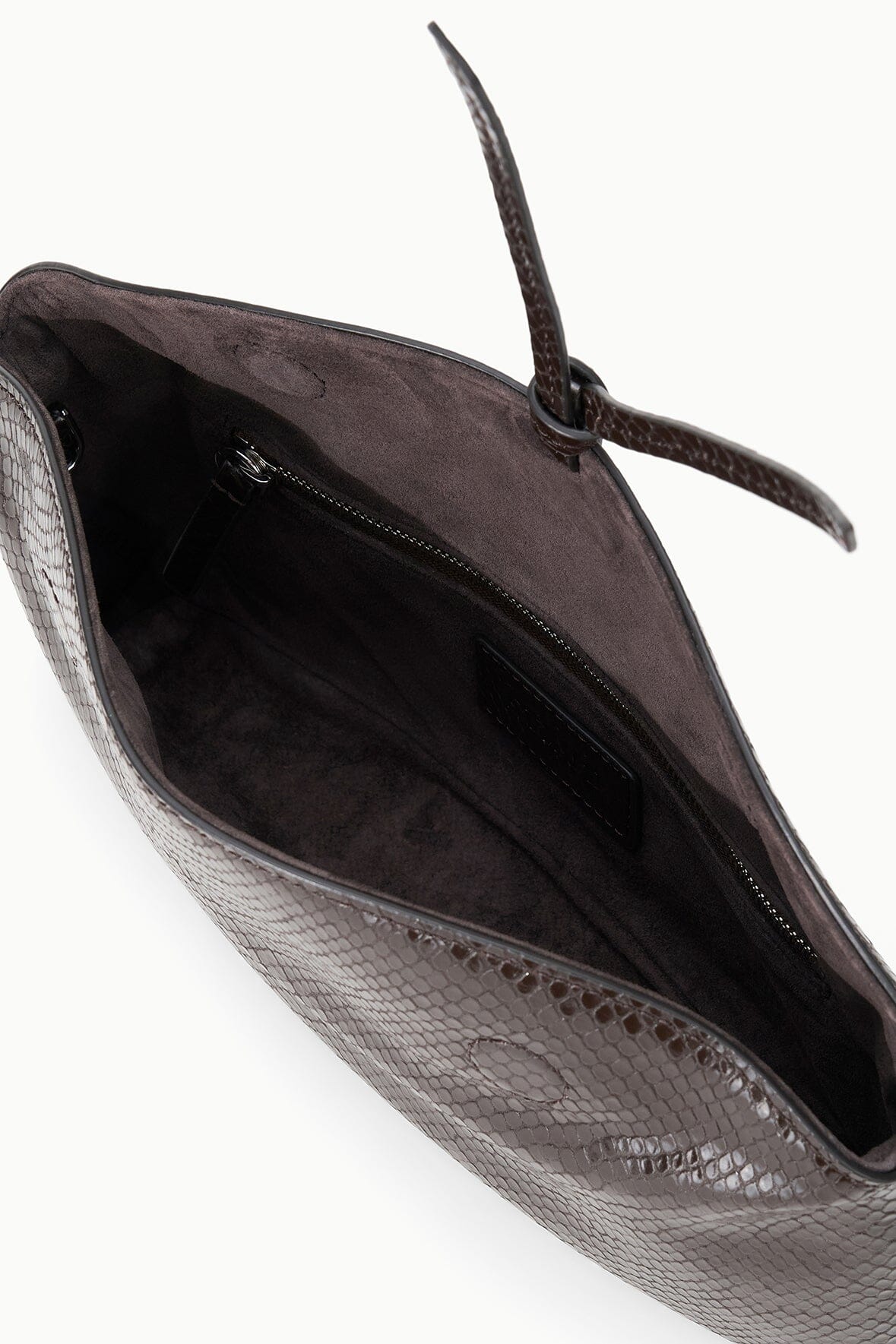 STAUD Eve Clutch Espresso Snake - Handbags available at Hiptique in Woodland Hills