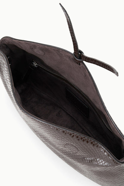 STAUD Eve Clutch Espresso Snake - Handbags available at Hiptique in Woodland Hills
