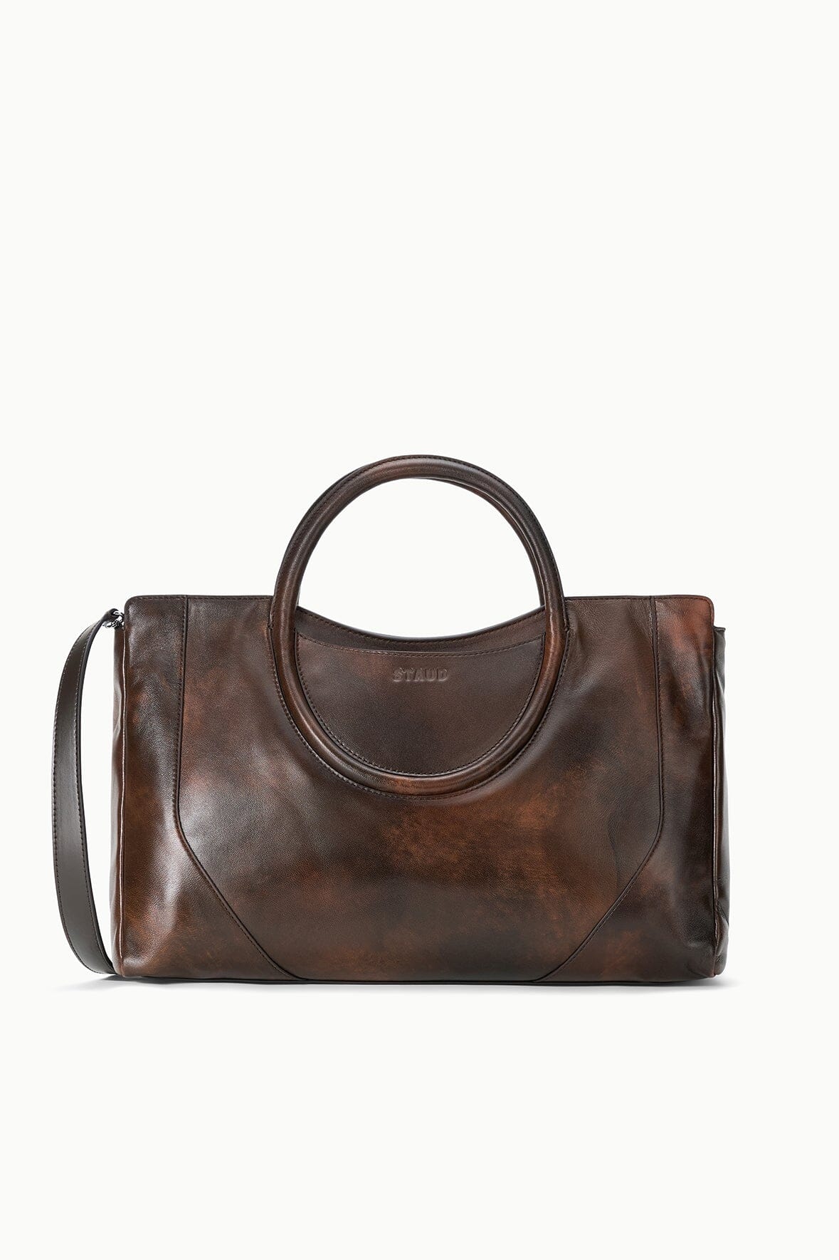 STAUD Maude Satchel Espresso Distressed - Accessories available at Hiptique in Woodland Hills