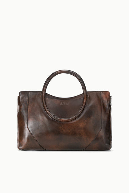 STAUD Maude Satchel Espresso Distressed - Accessories available at Hiptique in Woodland Hills
