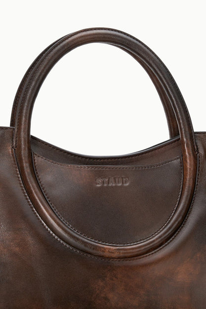 STAUD Maude Satchel Espresso Distressed - Accessories available at Hiptique in Woodland Hills