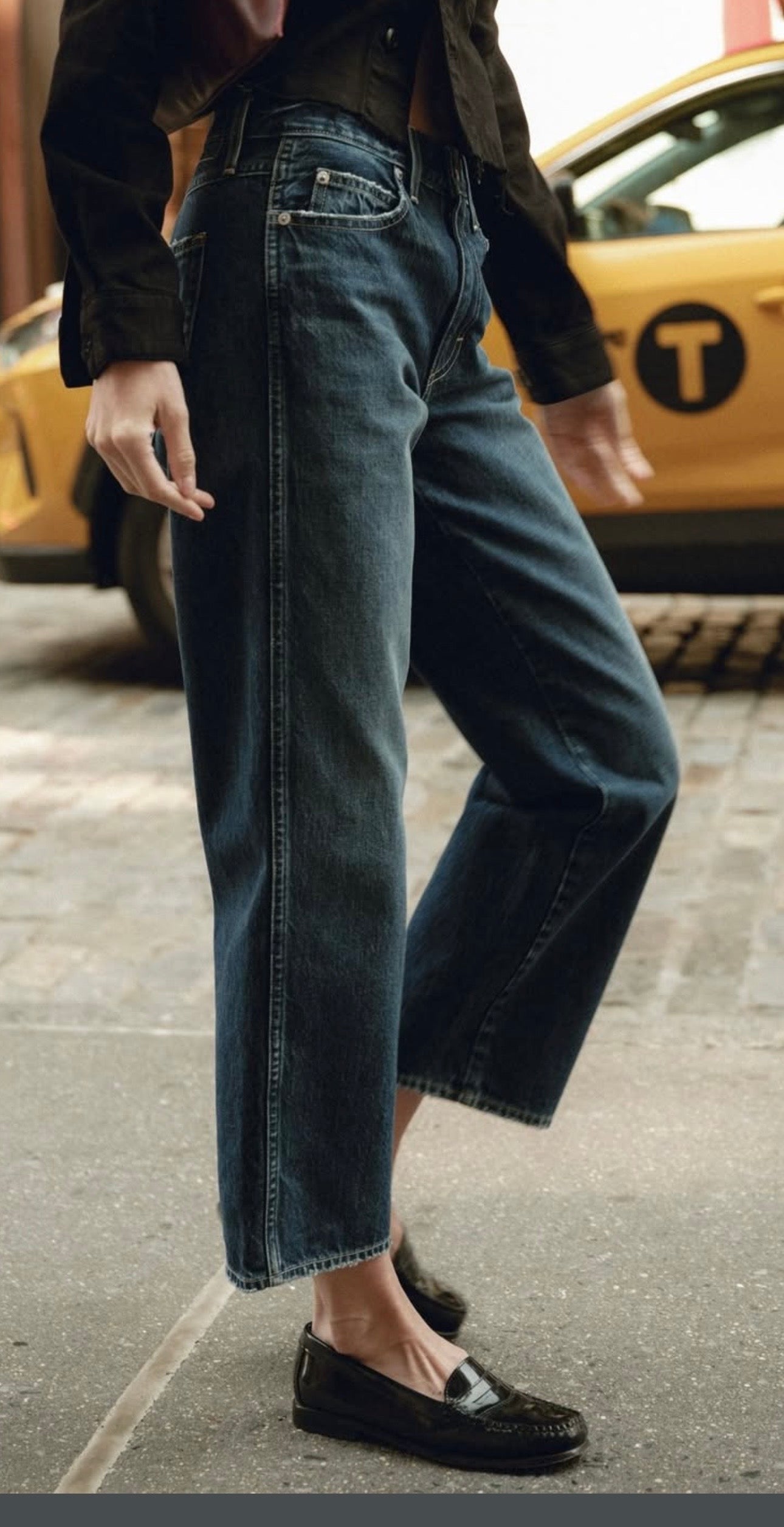 AMO Denim Robbie Denim - back view showing relaxed fit cropped silhouette