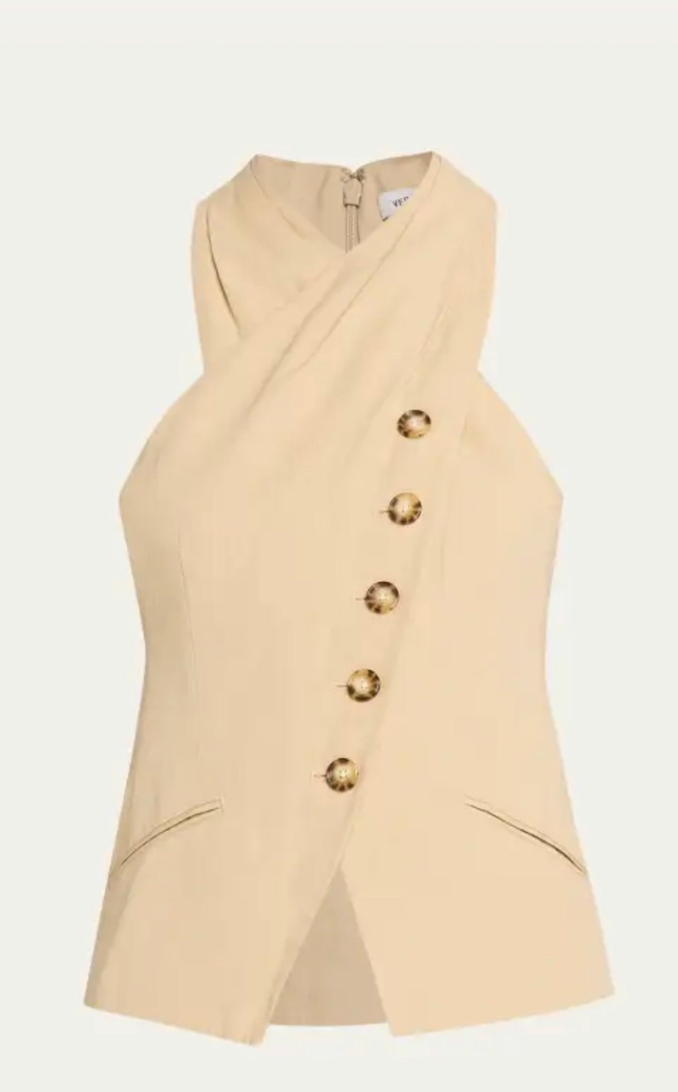 Veronica Beard Pacey Top - tailored button-front top back view