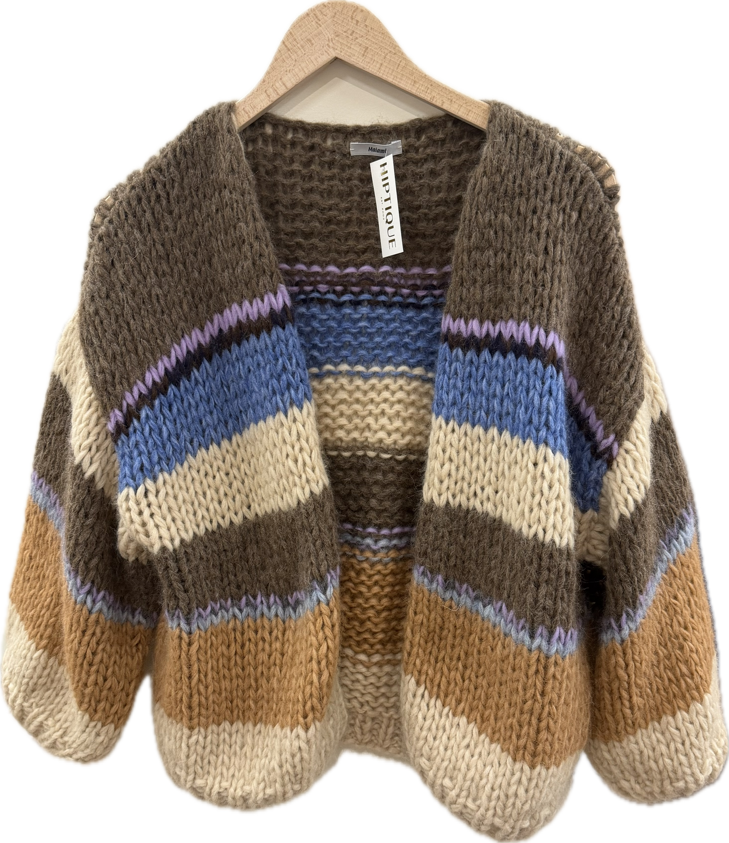 CHUNKY ALPACA STRIPES BOMBER CARDIGAN